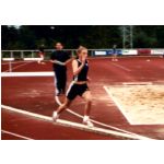 Kreismeisterschaften in Eltmann 1999: Claudia Zargus (W15) mit sich mit der B-Jugend im 400m-Lauf